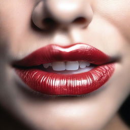 A close-up image of a person's face focusing on their lips and eyes