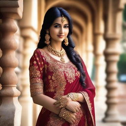 A beautiful Indian woman in traditional attire, showcasing elegance and grace with a hint of allure