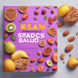 Crear una portada de libro llamado 'Snacks saludables' creado por Dayana Pérez Domelin