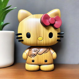 A charming wooden carving of Hello Kitty