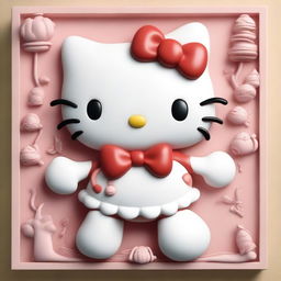 A bas relief of Hello Kitty dressed as a crab