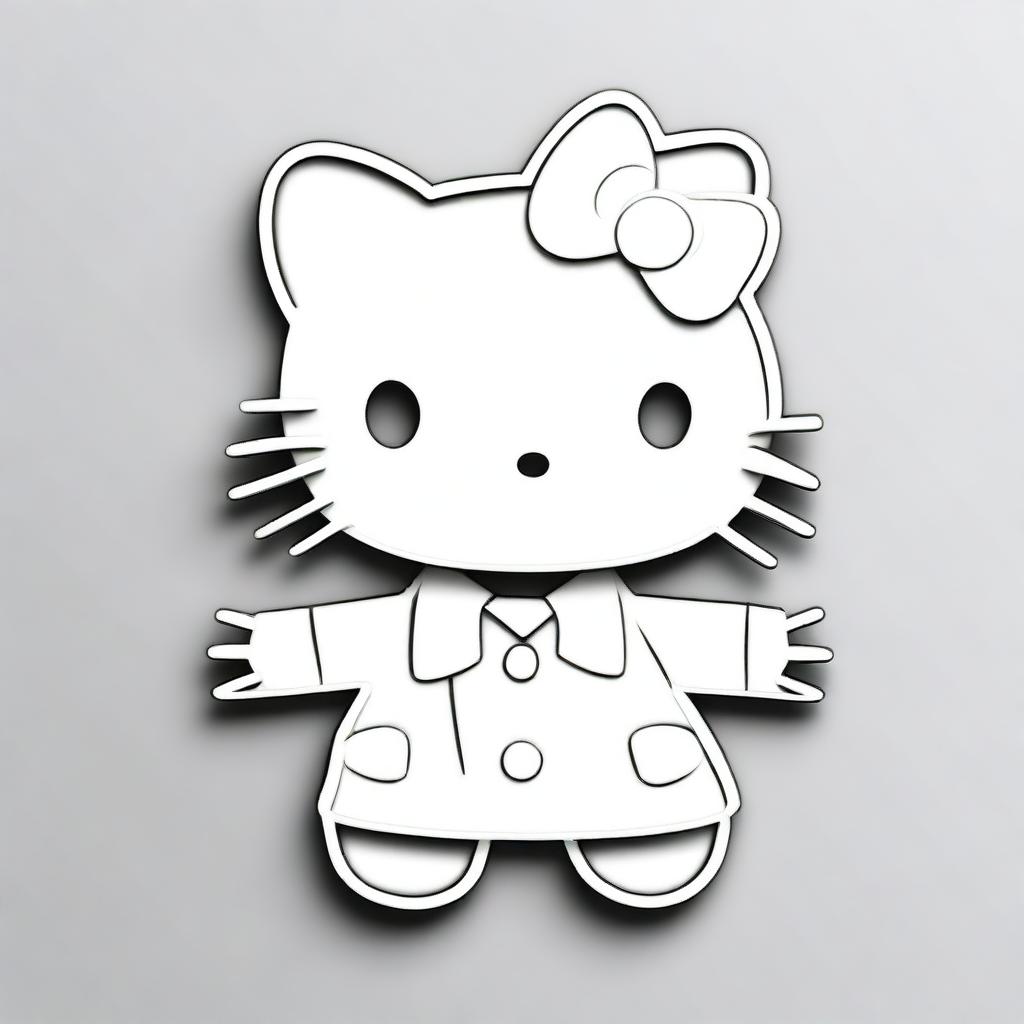 A CNC relief of Hello Kitty wearing a crab hat