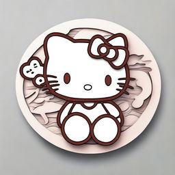 A CNC relief of Hello Kitty with a crab theme