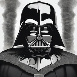 A dramatic and detailed image of Darth Vader with his helmet partially removed to reveal a skull underneath