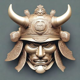 A detailed CNC relief of a samurai helmet