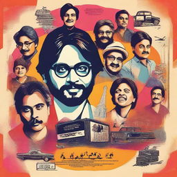 A vibrant and captivating poster for a film based on the life of a writer in the Indian film industry and his friends