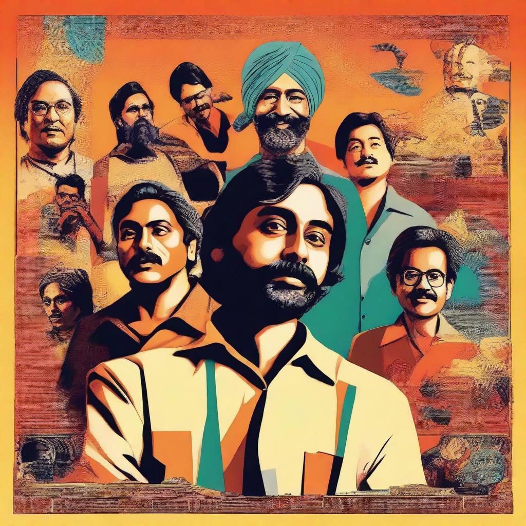 A vibrant and captivating poster for a film based on the life of a writer in the Indian film industry and his friends