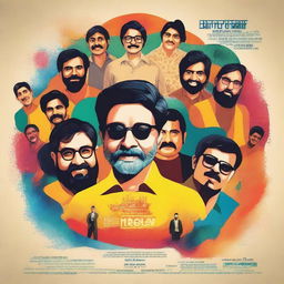 A vibrant and captivating poster for a film based on the life of a writer in the Indian film industry and his friends