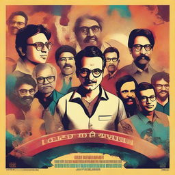 A vibrant and captivating poster for a film based on the life of a writer in the Indian film industry and his friends