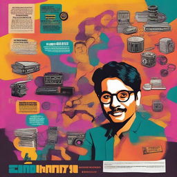 A vibrant and artistic poster for a film based on the life of a writer in the Indian film industry