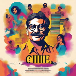 A vibrant and artistic poster for a film based on the life of a writer in the Indian film industry