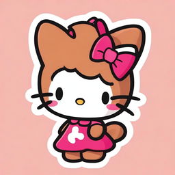 Create an image of a cute brown-skinned Hello Kitty mascot