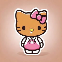 Create an image of a cute brown-skinned Hello Kitty mascot