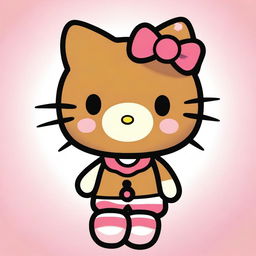 Create an image of a cute brown-skinned Hello Kitty mascot