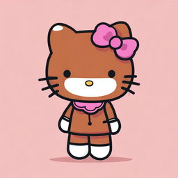 Create an image of a cute brown-skinned Hello Kitty mascot