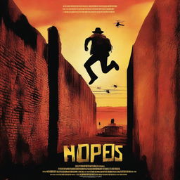 A movie poster depicting a person crossing a large wall in Mexico