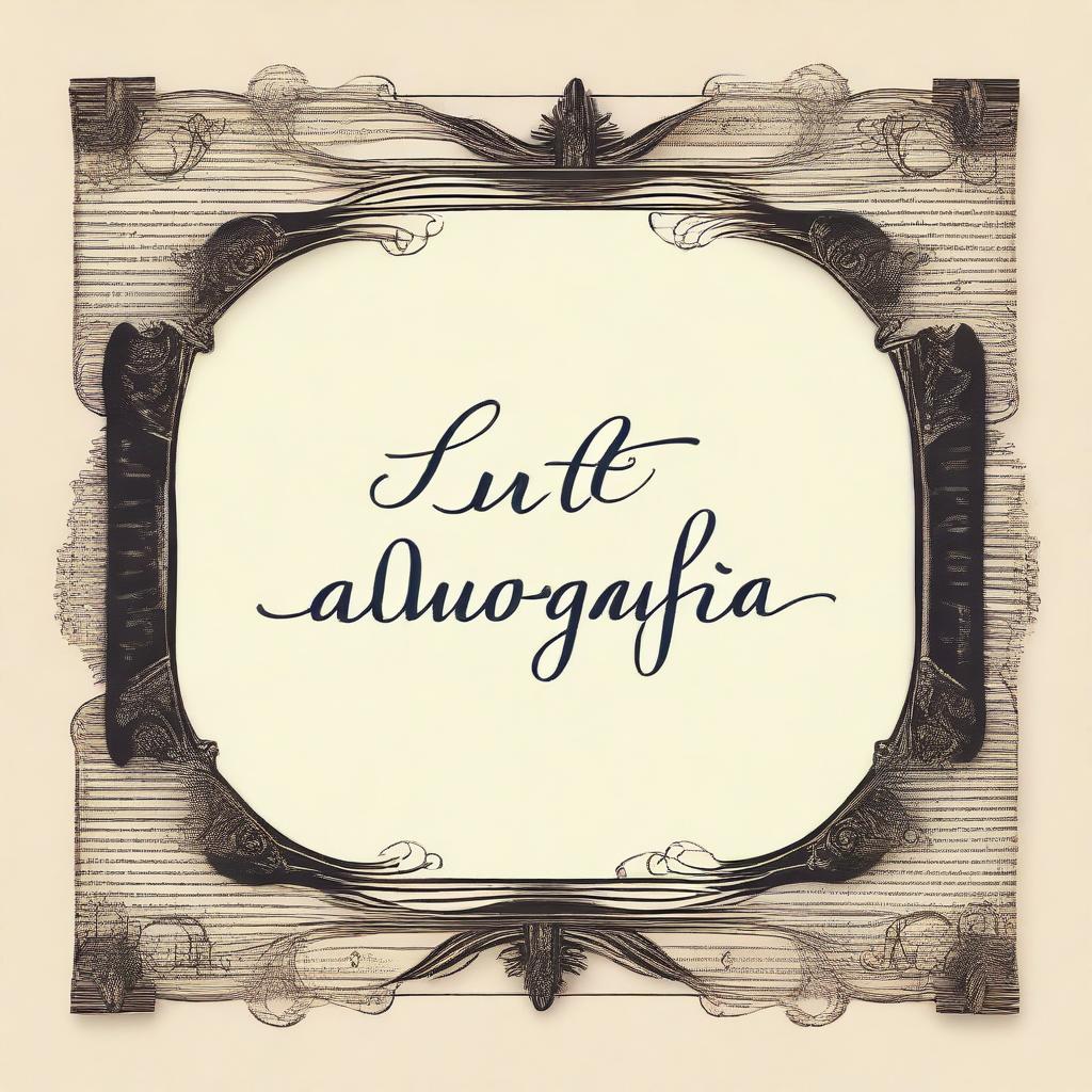 A rectangular design with the word 'Autobiografías' written in elegant lettering