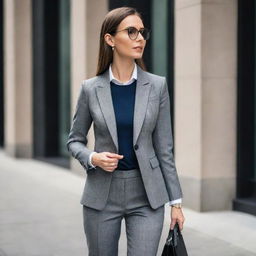 An image of a well-dressed individual in a stylish and professional corporate attire complemented with refined accessories