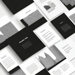 Create a black and white cover design for an annex section that includes squares for images