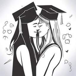 Create black and white covers featuring illustrations of graduation and affection