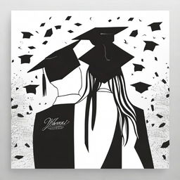 Create black and white covers featuring illustrations of graduation and affection