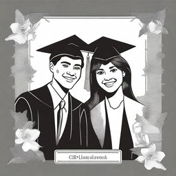 Create black and white covers featuring illustrations of graduation and fraternal affection