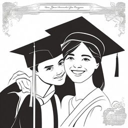 Create black and white covers featuring illustrations of graduation and fraternal affection