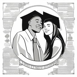 Create black and white covers featuring illustrations of graduation and fraternal affection