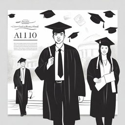 Create black and white covers featuring individual graduation illustrations