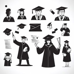 Create black and white covers featuring individual graduation illustrations