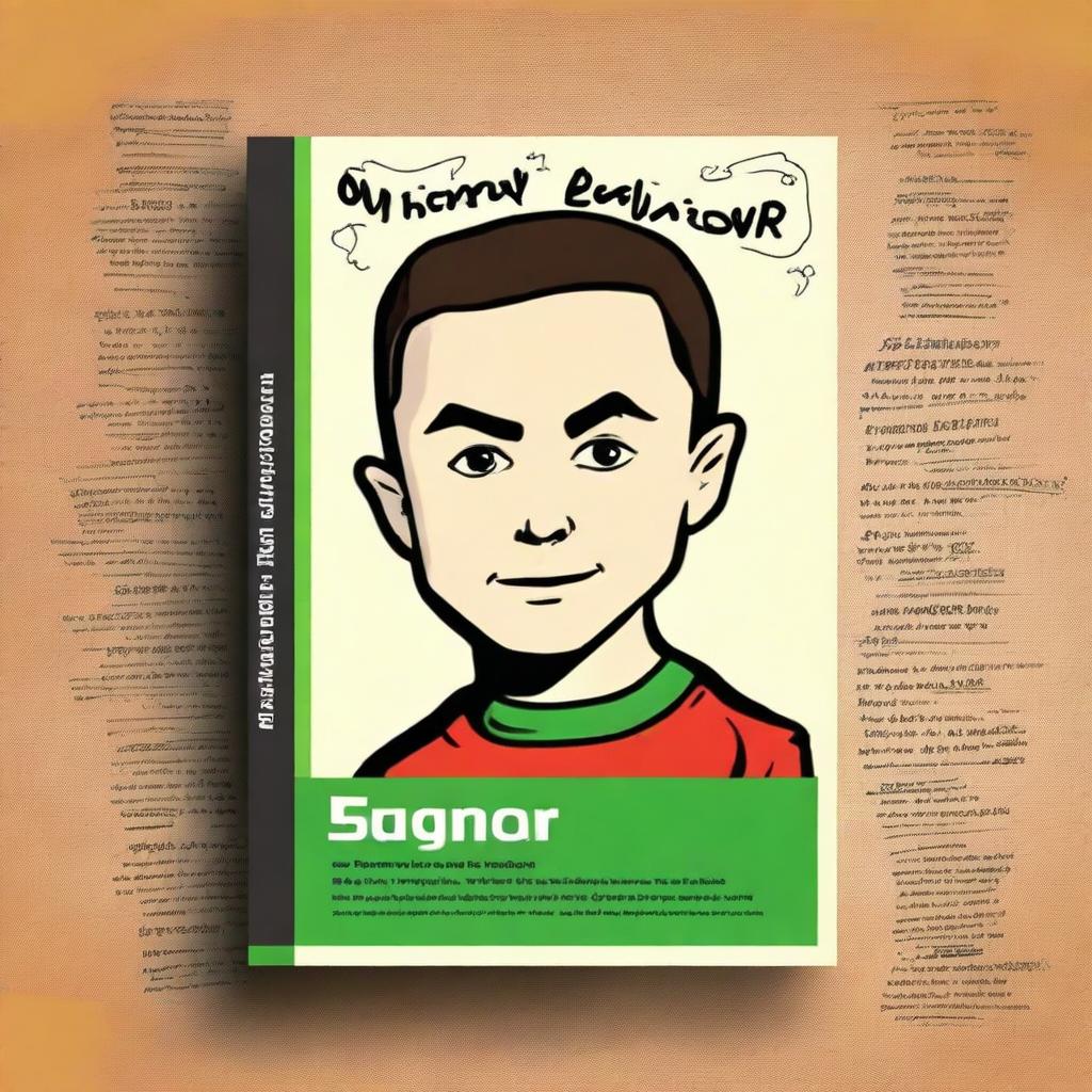 Create a book cover featuring Sheldon Cooper, the iconic character from The Big Bang Theory