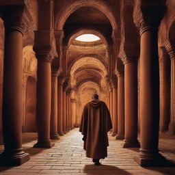 A book cover featuring a monk discovering secrets inside the Basilica of Bom Jesus in Congonhas