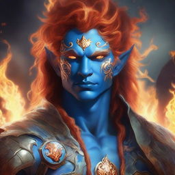 A detailed fantasy character portrait of a Genasi, an elemental being