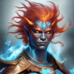 A detailed fantasy character portrait of a Genasi, an elemental being