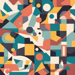 Create a mural art piece with graphic elements, featuring geometric shapes and abstract designs inspired by board games