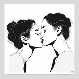 A minimalistic yet realistic design featuring two women sharing a kiss