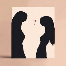 A minimalistic book cover featuring two women with long dark hair sharing a kiss