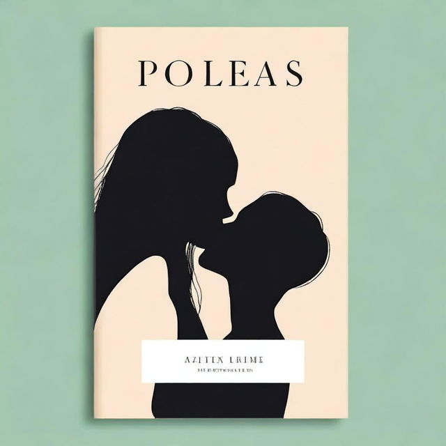 A minimalistic book cover featuring two women with long dark hair sharing a kiss