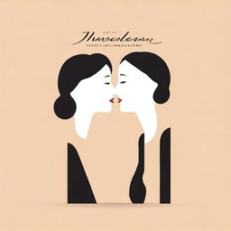 A minimalistic book cover featuring two women sharing a kiss