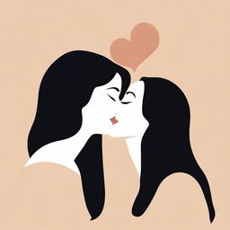 A minimalistic illustration featuring Monica Bellucci kissing another woman