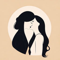 A minimalistic illustration featuring Monica Bellucci kissing another woman