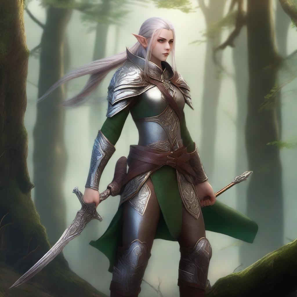 A fierce warrior elf standing in a battle-ready pose