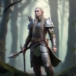 A fierce warrior elf standing in a battle-ready pose