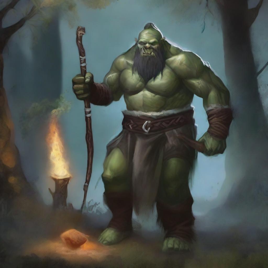 Create an image of a powerful mage orc