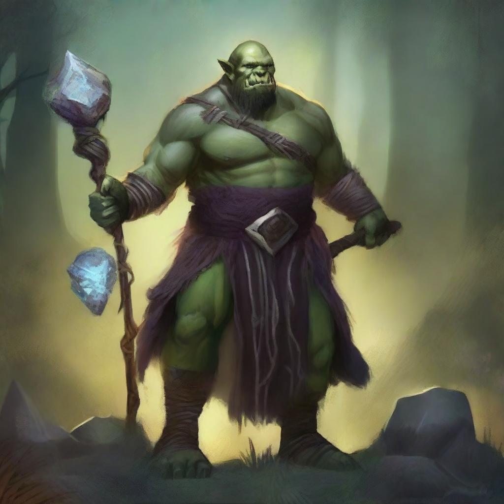 Create an image of a powerful mage orc