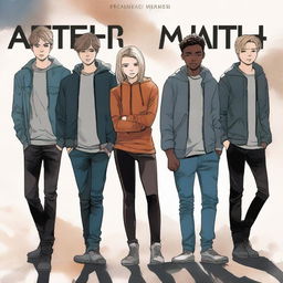 A book cover featuring four 18-year-olds, three men and one woman, standing together