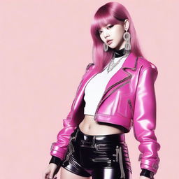 A stylized image of Lisa from Blackpink in a fashionable and confident pose