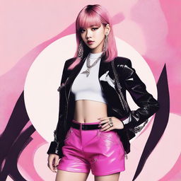 A stylized image of Lisa from Blackpink in a fashionable and confident pose