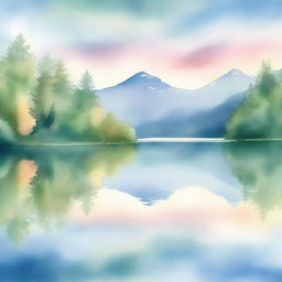 A watercolor painting of a serene lakeside scene, perfect for a book cover