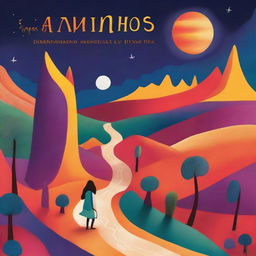 A book cover titled 'Caminhos das diversidades de uma Alma em Transição' featuring a winding path filled with different colors and textures, symbolizing various experiences and learnings